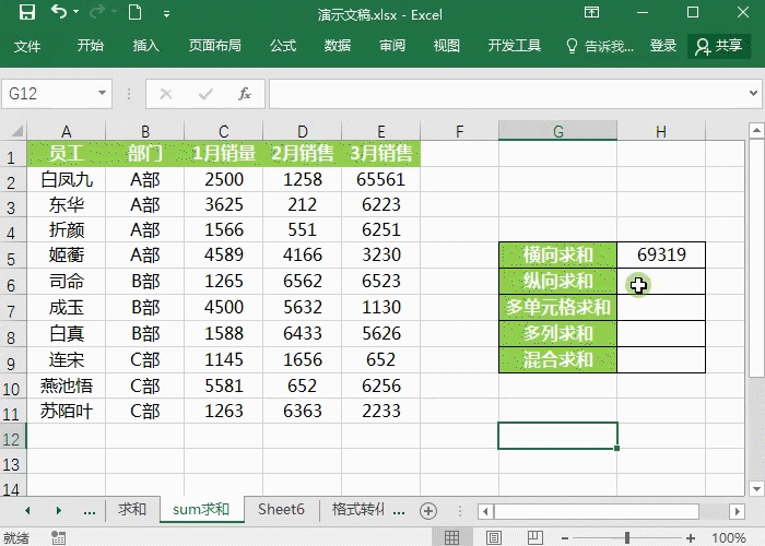 Excel表格怎么求和 sum函数的五种求和用法