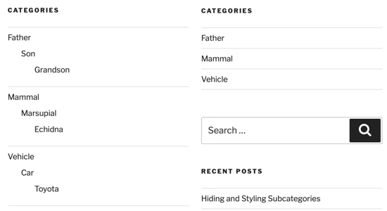 如何在 WordPress 中隐藏或设置子类别的样式