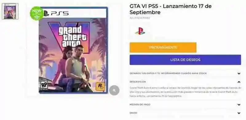 海外零售商疑似泄露《GTA6》发售日期：9月17日登PS5