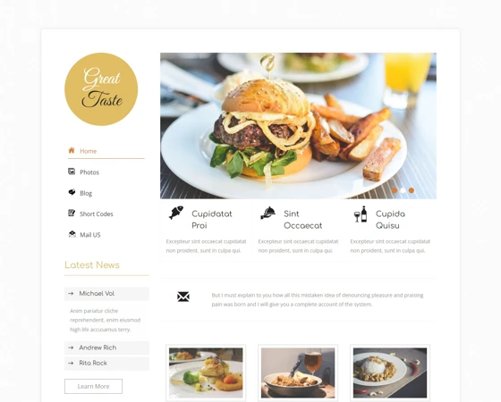 淡黄色文艺小清新美食节目html5模板