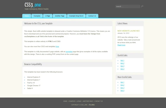 黑色头部英文博客css3模板下载