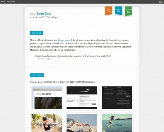 前端工程师HTML5 WEB简历网页模板下载