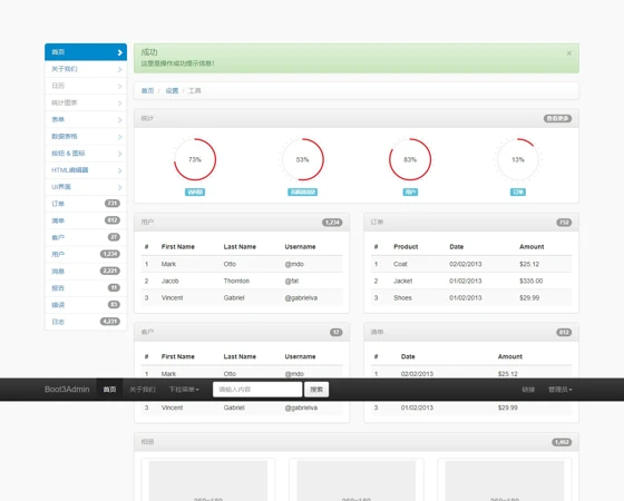 标准bootstrap3后台管理系统模板