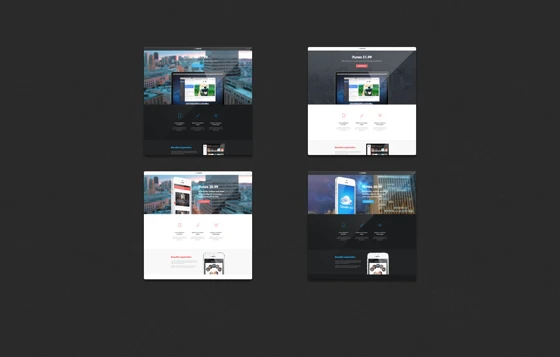 简单互联网APP产品展示单页html5模板(四色)