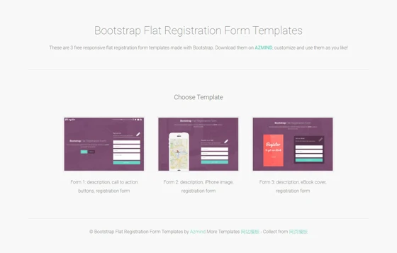 简洁扁平化会员注册html5 Form模板