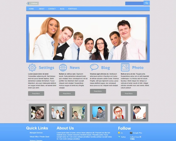 蓝色大图斜纹背景HTML5 CSS3模板