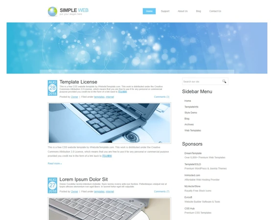 简单web英文博客CSS模板下载