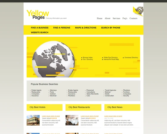 黄色yellow网站英文外贸CSS模板
