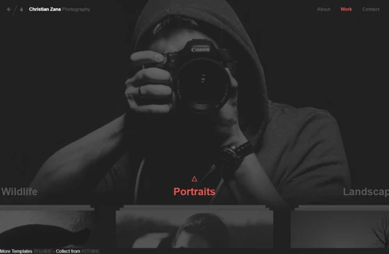 黑色个性js动画Photo相册网页模板