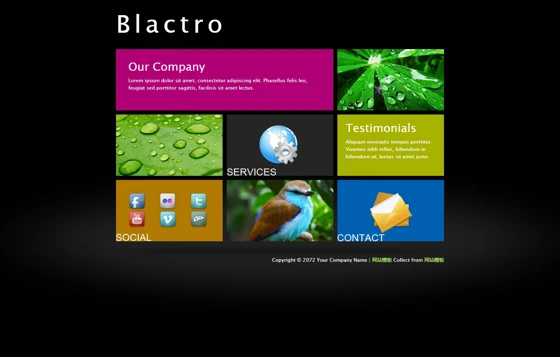黑色个性仿Windows 8 Metro界面网站模板