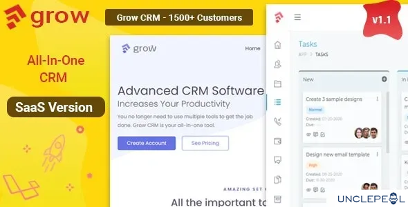 Grow CRM SaaS - Laravel Project Management - Multitenancy 2.3 NULLED
