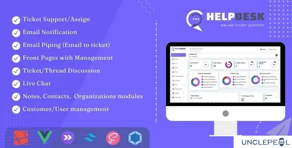 HelpDesk - Online Ticketing System with Website - ticket support and management 3.74 NULLED