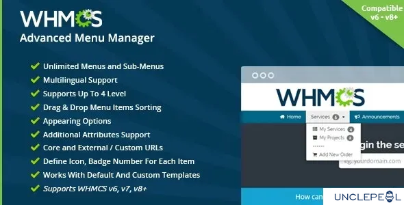 WHMCS Advanced Menu Manager 1.72.0
