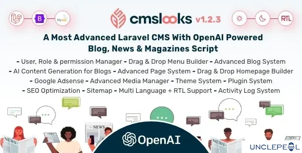 CMSLooks | Laravel CMS With OpenAI Powered Blog, News & Magazines Script 1.2.1 NULLED