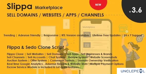 Slippa - Domains, Website, App and Social Media Marketplace System 4.0 NULLED
