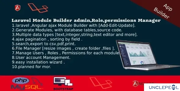 Dashboard Builder - CRUD,Users,Roles,Permission,Files Manager,Invoices 4.1