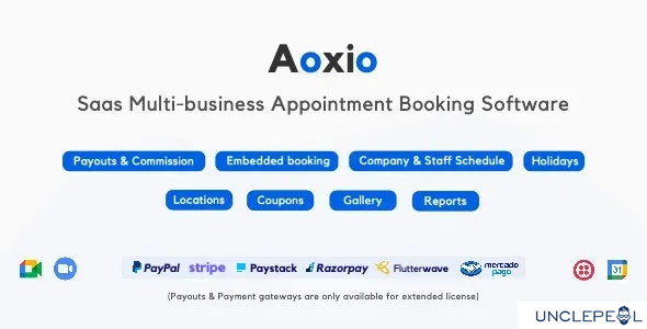 Aoxio - SaaS Multi-Business Service Booking Software [codericks] 2.1 NULLED Extended
