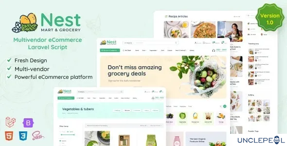 Nest - Multivendor Organic and Grocery Laravel eCommerce System 1.15.0 NULLED