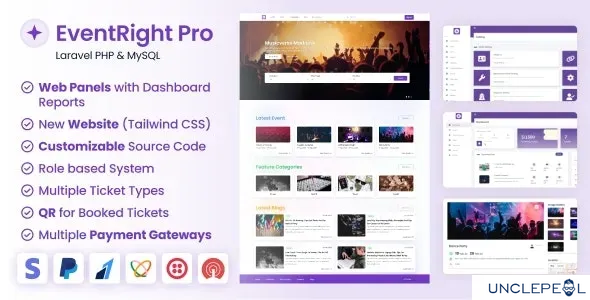 EventRight Pro - Ticket Sales and Event Booking & Management System with Website & Web Panels (SaaS) 1.11.0 NULLED
