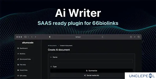 AI - Writing Assistant, Image Generator, Speech to Text - 66biolinks addon by AltumCode 7.0.0