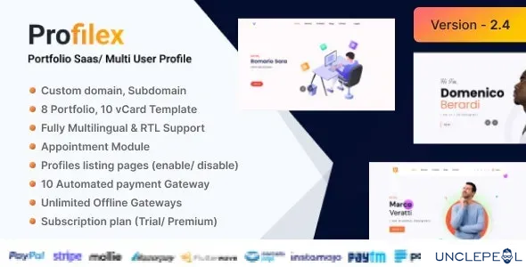 Profilex - Portfolio Builder SAAS / Multi-User Profile (Multitenancy) [KreativDev] 2.5 NULLED
