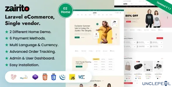 Zairito - Laravel eCommerce System | Single vendor script 1.7