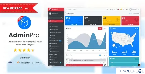 AdminPro - Login + Multi User Management + Codeigniter + Roles & Permission + Bootstrap + AdminLTE 2.1