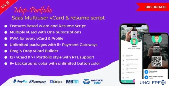 Mop - SaaS vCard / Portfolio / Resume / Digital Business card 4.6 NULLED