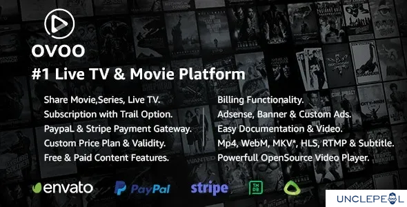 OVOO - Live TV and Movie Portal CMS with Membership System 3.3.2 NULLED
