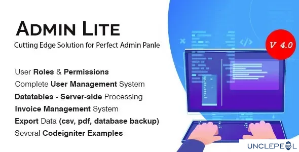 Admin Lite - PHP Admin Panel + User Management by 	codeglamour 4.0