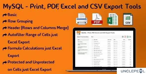 MySQL – Print, PDF, Excel And CSV Export Tools PHP Script 3.1.1