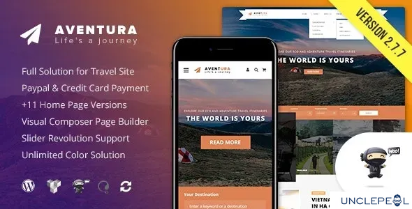 Aventura - 旅游与旅游预订系统 WordPress 主题 2.7.7