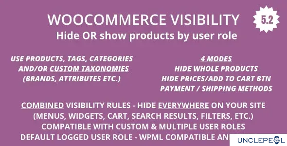 WooCommerce 按用户角色隐藏产品、类别、价格、支付与配送插件 5.4