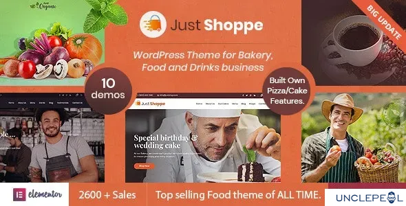 Justshoppe - Elementor 蛋糕、面包店与食品 WordPress 主题 12.1