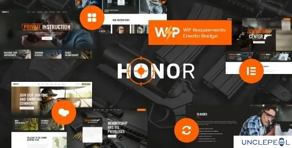 Honor | 多用途射击俱乐部与武器商店 WordPress 主题 + Elementor 1.4.1 开心版