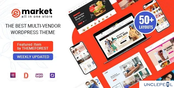 eMarket - 一体化多供应商市场 Elementor WordPress 主题 (54 个索引，移动布局) 7.3.0 开心版