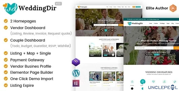 WeddingDir - 供应商/供应商目录与列表 WordPress 主题 1.1.8