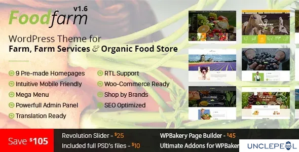 FoodFarm – 农场、农场服务与有机食品商店 WordPress 主题 1.9.0