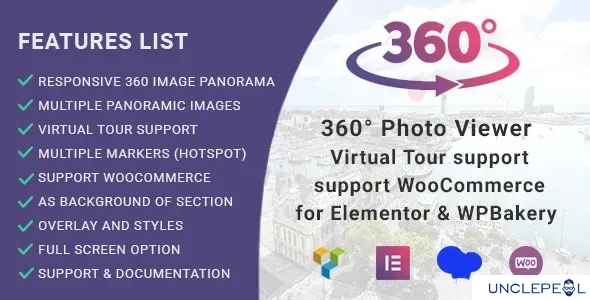 360° 照片查看器（虚拟旅游）for Elementor, Gutenberg 和 WPBakery2.2.3