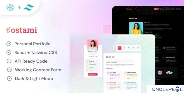 Bostami - Tailwind CSS 个人作品集 React 模板 1.1