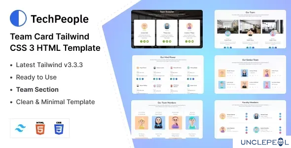 TechPeople - 团队卡片 Tailwind CSS 3 HTML 模板 1.0.0