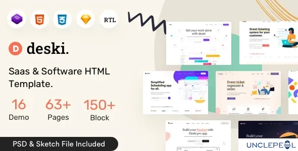 Deski - Saas 与软件 HTML + RTL 模板 2022-08-12