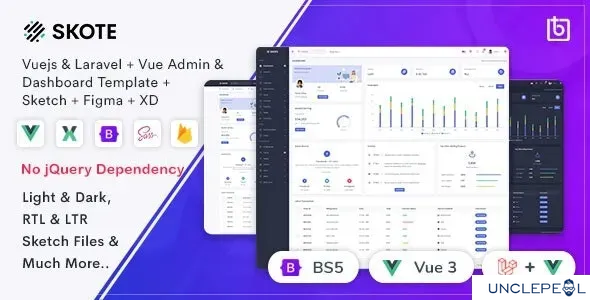 Skote - Vuejs + Laravel 管理与仪表板模板 + Sketch 4.1.2