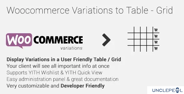 Woocommerce 变体转表格 - 网格1.5.0