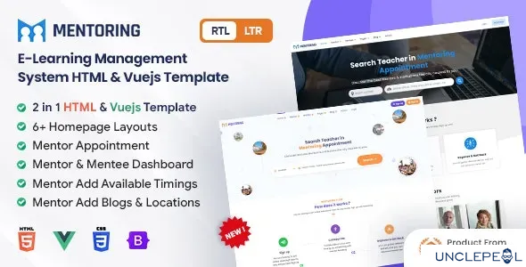 Mentoring - 在线学习、学习管理系统与导师预订 LMS 模板 (含管理后台 HTML) 1.6.6