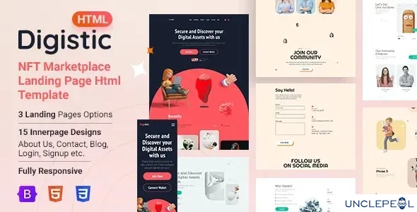 Digistic - NFT 市场登陆页面 HTML 模板 1.0