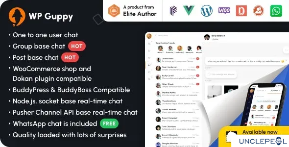 WP Guppy Pro - WordPress、WooCommerce 和 BuddyPress 实时聊天插件 4.1 开心版