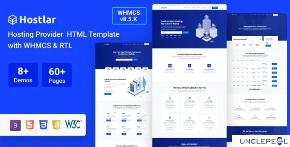 Hostlar – 域名托管提供商 HTML 模板与 WHMCS + RTL 10.8.0