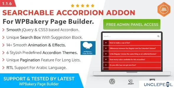 Ultimate Searchable Accordion - WPBakery 页面构建器插件 1.1.6