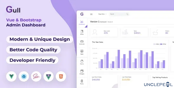 Gull - HTML & Vuejs 管理仪表板模板 2.5.0